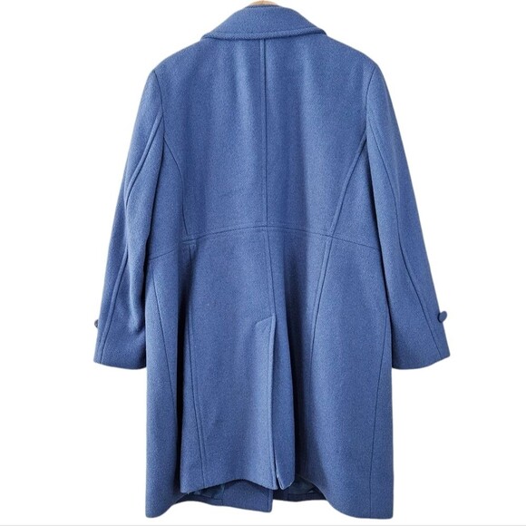 Talbots Blue Triple Button OVERSIZED Wool Blend Pea Coat womens size 16 PETITE - Picture 3 of 8